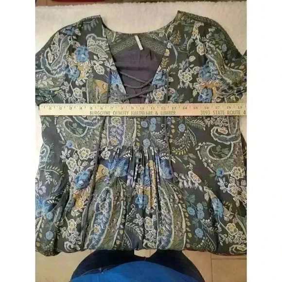 Free People Dress Size S Rain Shine Mini Tunic Boho Floral Paisley Oversized - Picture 12 of 16